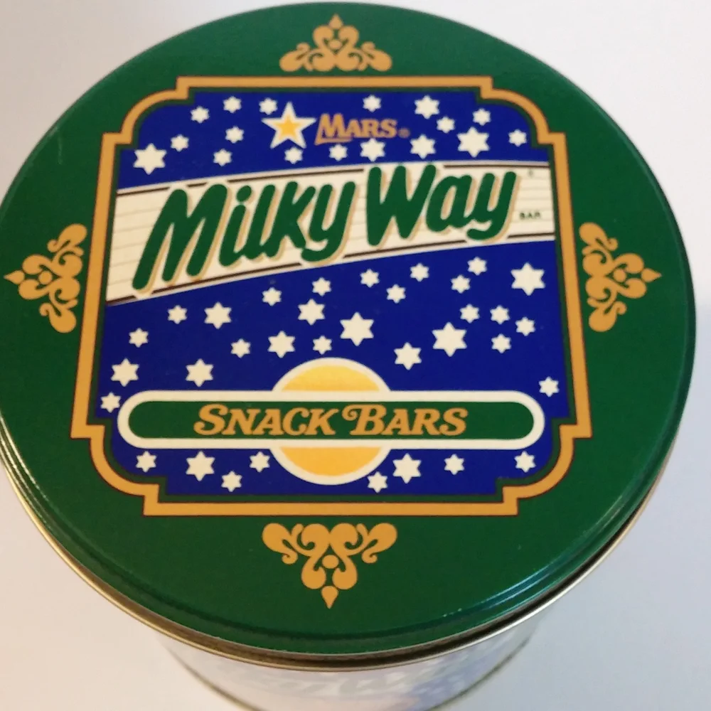 Vintage Milky Way Tin Green Tin Storage Container Decorative Accent Graphics